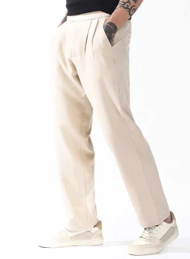 Hubberholme  Men Relaxed Fit Wrinkle Free Wash Pleated Korean Pants for Men | Best Price UAE